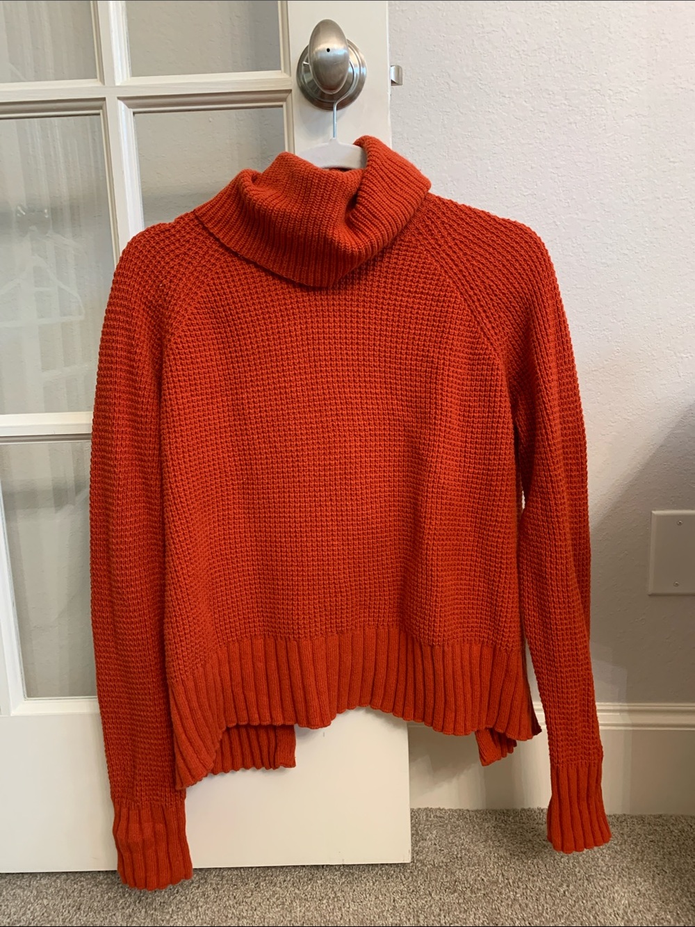 Madewell Red Chunky Turtleneck Sweater with Crisscross Back